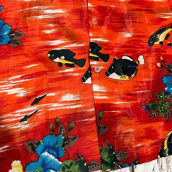 Hawaiian Hawaii Vintage Floral Button Down Honeymoon Short Sleeve Shirt - Picture 6 of 7